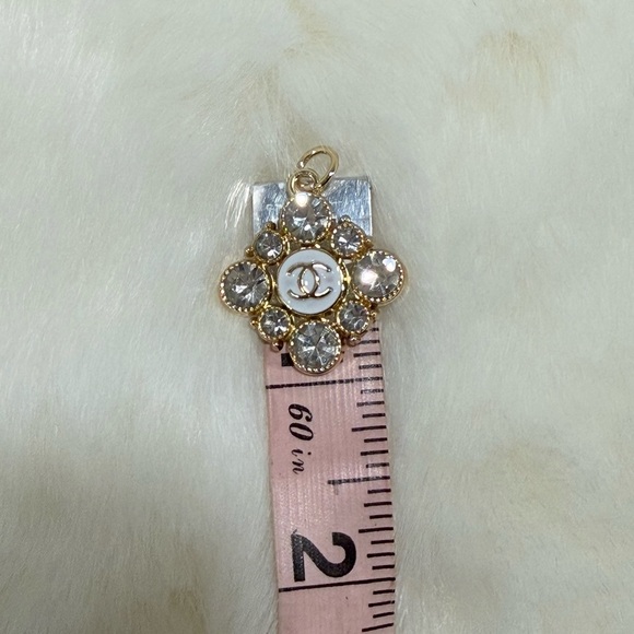 Gold Tone and White Chanel Charm with Sparkling Accents - Picture 5 of 7